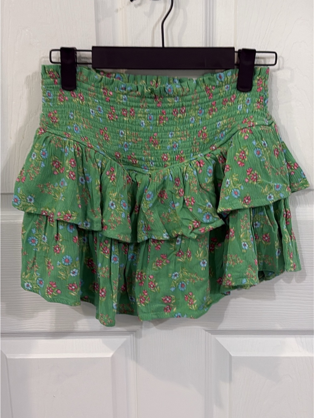 Altar’d State Green Floral Ruffled Mini SKORT - soft ruffle fabric